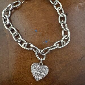 Silver Heart Pendant Chain bracelet